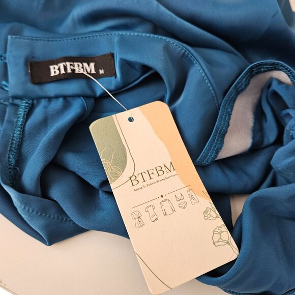 BTFBM Womens Med Sleeveless Halter Maxi Dress Elastic Waist & Button Closure - Picture 7 of 9